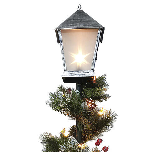 Addobbo natalizio lampione con pinetto 60 led e vaso quadrato 150 cm PVC PP 4