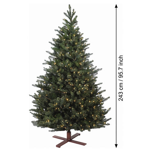 Albero di Natale Kentucky Deluxe con luci 243 cm PE PVC 1050 led bianco caldo 3
