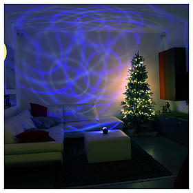 Proyectores Láser de Navidad: Proyector 6 luces LED blanco y azul Semiesfera Giratoria bactería