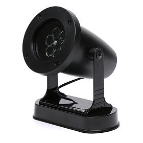 Projecteur laser Noël: Projecteur 4 led blancs flocons neige sur piles