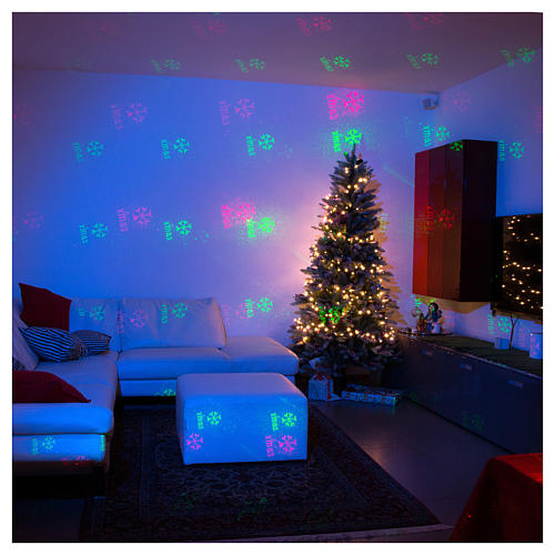 Laser-Projektor mit Weihnachtsmotiven 6 weihnachtliche Motive rot und grün für innen 3