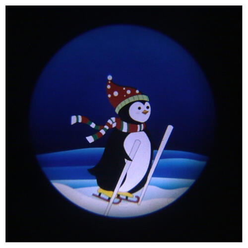 Projektor mit LEDs Pinguin mit Musik, außen und innen 1