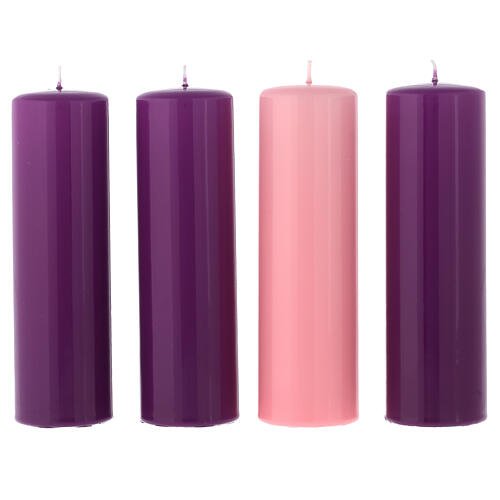 Advent candles 8x2 inc, 3 purple 1 rose 1