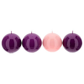 Kit of Advent candles 4 shiny spheres 10 cm
