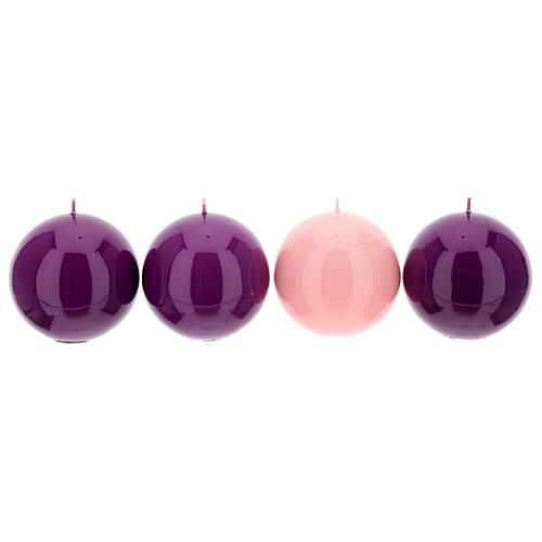 Kit of Advent candles 4 shiny spheres 10 cm 1