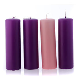 Adviento: Kit 4 Velas opacas para el Adviento 20x6 cm Adviento: Kit 4 Velas opacas para el Adviento 20x6 cm