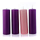 Conjunto 4 velas opacas para o Advento 20x6 cm