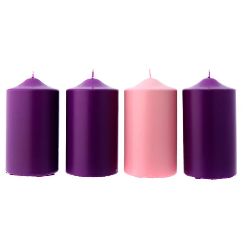 Opaque Advent Candles 8x2 inc. 3 purple 1 rose 1