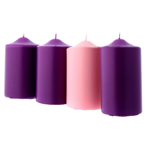 Opaque Advent Candles 8x2 inc. 3 purple 1 rose 2