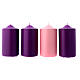 Opaque Advent Candles 8x2 inc. 3 purple 1 rose s1