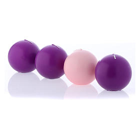Adviento: Velas de Adviento esféricas opaca violeta 4 unidades 10 cm Adviento: Velas de Adviento esféricas opaca violeta 4 unidades 10 cm