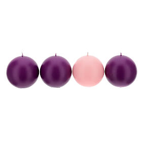Velas de Adviento esféricas opaca violeta 4 unidades 10 cm