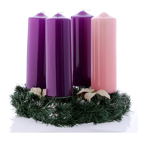 Advent wreath and candles kit shiny wax 8x24 cm 1