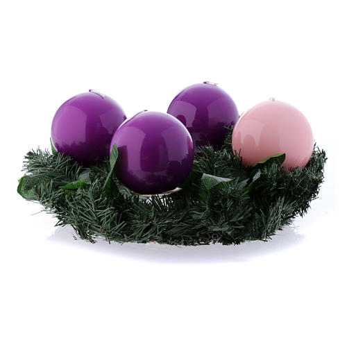 Advent wreath and spherical shiny candles 10 cm 1