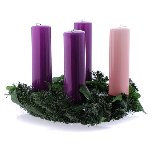 Liturgisches Adventsset Kranz und Kerzen 6x20cm 1