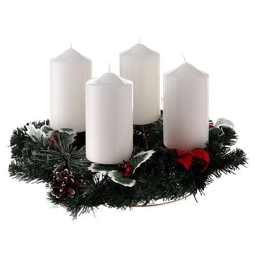 Advent set with wreath and shiny candles 15x8 cm 1