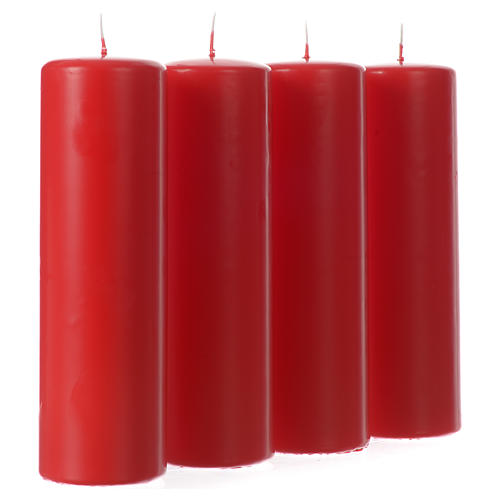 Kit 4 bougies de l'Avent 20x6 cm opaques rouges 2