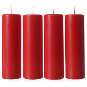 Zestaw 3 świeczki na Adwent 20x6 cm matowe czerwone