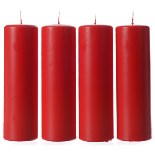 Zestaw 3 świeczki na Adwent 20x6 cm matowe czerwone 1