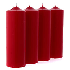 Red candles for Advent, 4 pcs 24x8 cm