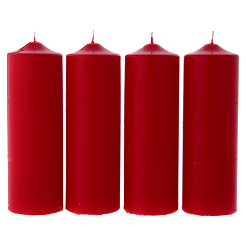 Círios para o Advento 4 peças vermelhas opacas 24x8 cm 1