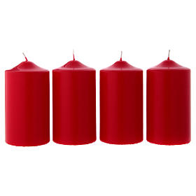 Set 4 rote Kerzen für Advent 8x15cm