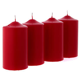 Red candles for Advent, 4 pcs 15x8 cm