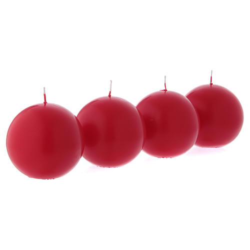 Bougies sphères rouges 4 pcs pour Avent diamètre 10 cm 2