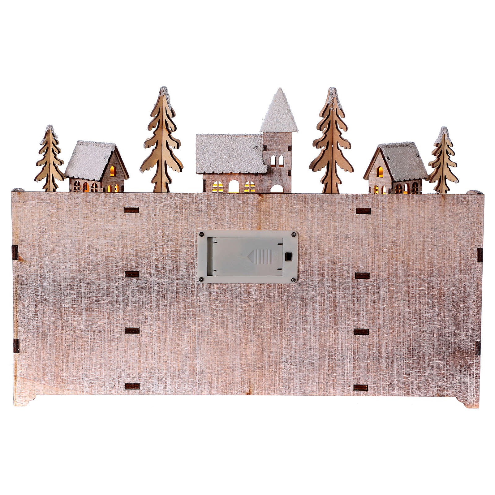 Adventskalender aus Holz, mit Winterlandschaft und Lichtern | Online