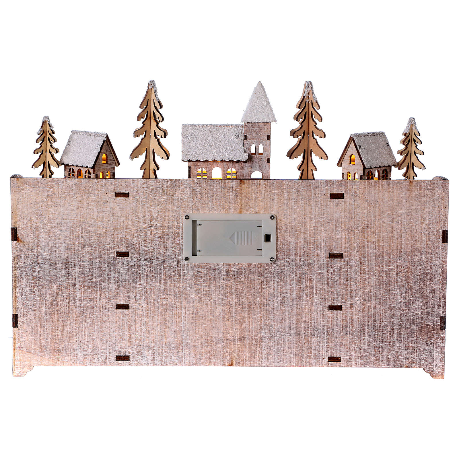 Wooden advent calendar with village and lights online sales on