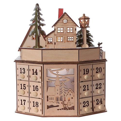 Advent calendar 29.5 cm in wood with lights 5