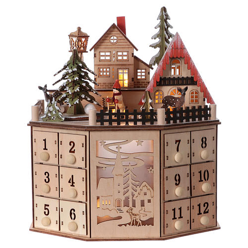 Calendario de Adviento 29,5 cm madera luces 1