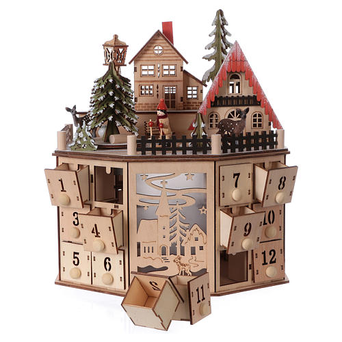 Calendario de Adviento 29,5 cm madera luces 6
