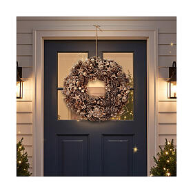 Advent wreath in wood, golden-decorated diam. 34 cm