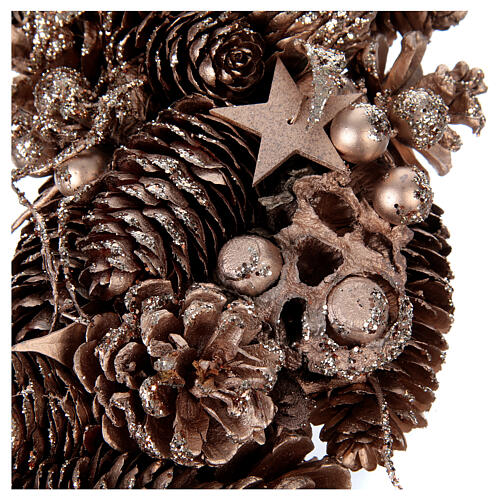 Advent wreath in wood, golden-decorated diam. 34 cm 3