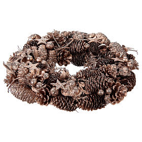 Avvento: Corona Avvento oro e legno cm 34 diam.