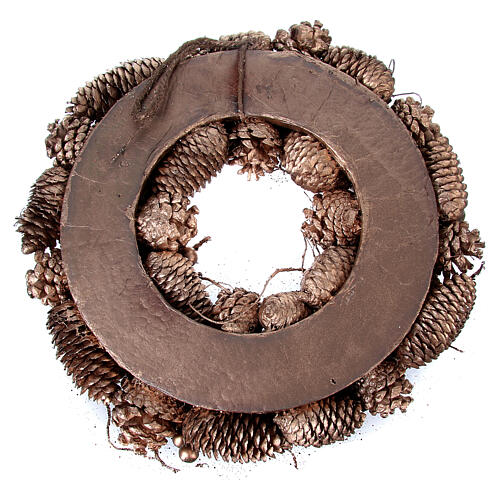 Corona Avvento oro e legno cm 34 diam. 5