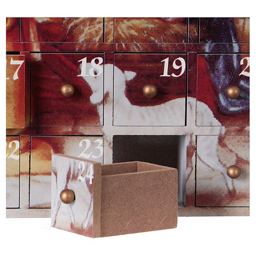 Advent Calendar in wood with Nativity Scene 23x23x6 5