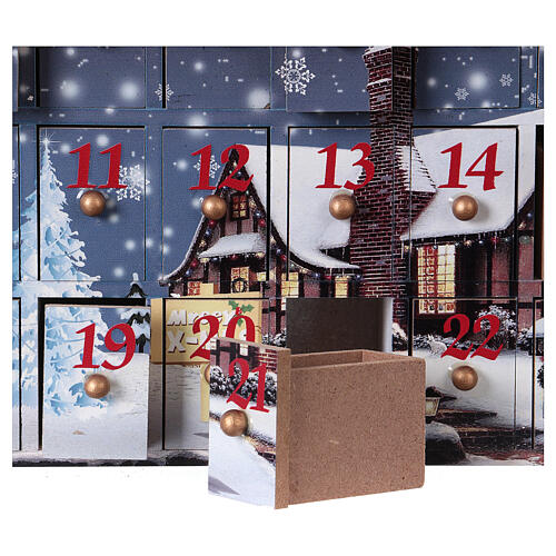 Advent Calendar in wood with landscape 30x30x8 4