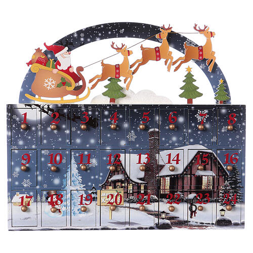 Advent Calendar in wood with landscape 30x30x8 6