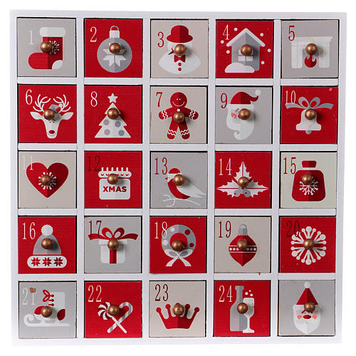Advent calendar in wood with Christmas 30 cm 1
