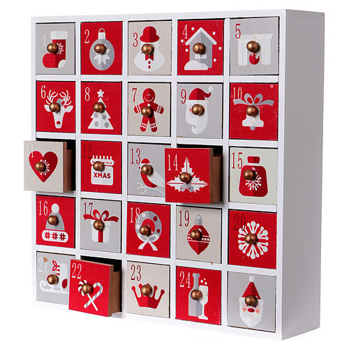 Advent calendar in wood with Christmas 30 cm 3