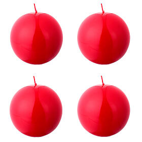Bougies Avent 10 cm 4 sphères brillantes rouges