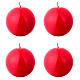 Bougies Avent 10 cm 4 sphères brillantes rouges s1