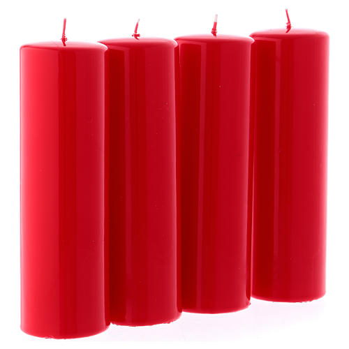 Adventskerzen-Set, 4-teilig, Altarkerzen, rot, glänzend, 6x20 cm 3