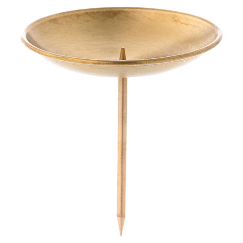 Candle holder for Advent wreath in satin gold-plated brass, d. 8 cm 1