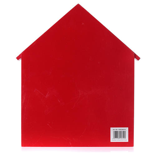 Calendario dell'avvento casa in legno rosso 20x35x5 cm 4