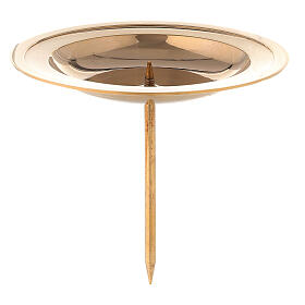 Candle holder in polished gold plated brass for Advent wreath 2 3/4 in
