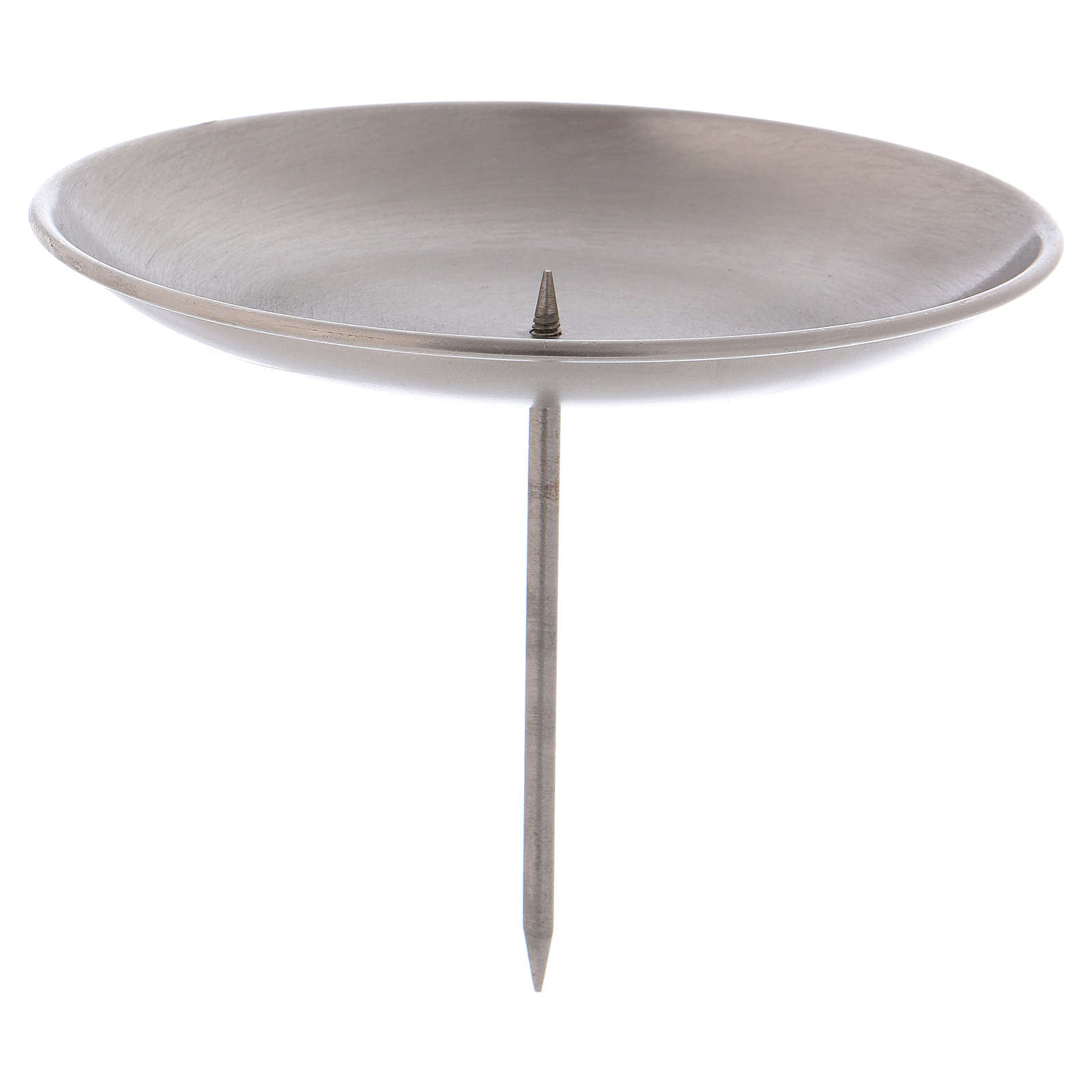 Advent wreath candle holder with spike, in matte silver online sales