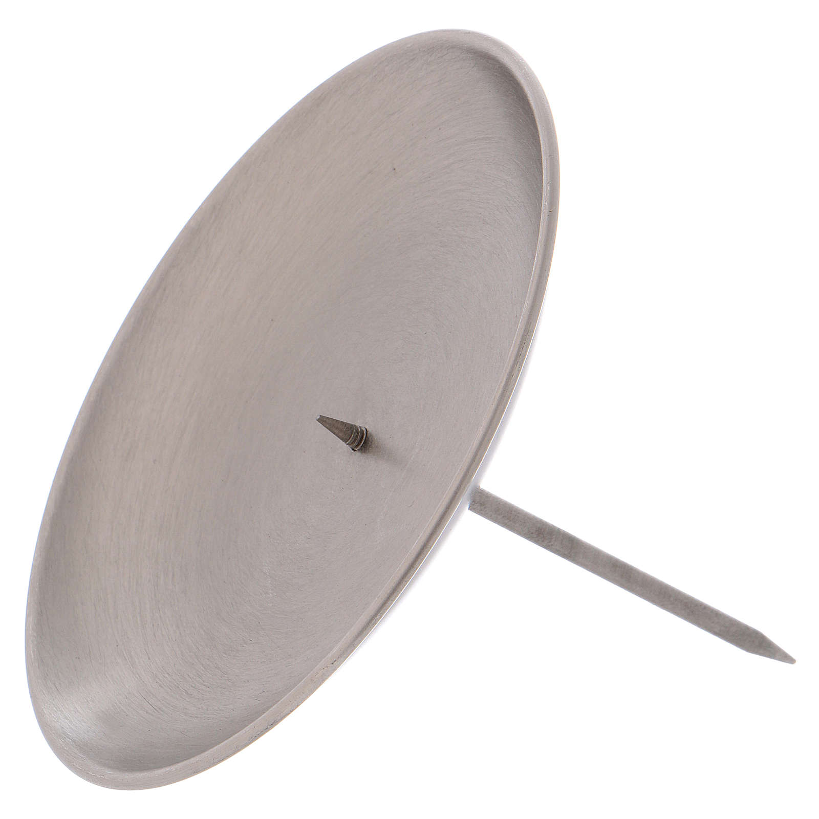Advent wreath candle holder with spike, in matte silver online sales